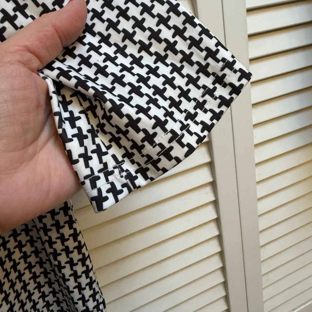 Chicme Stylish Black and White Houndstooth Blazer and Pants Set Women’s Sz L